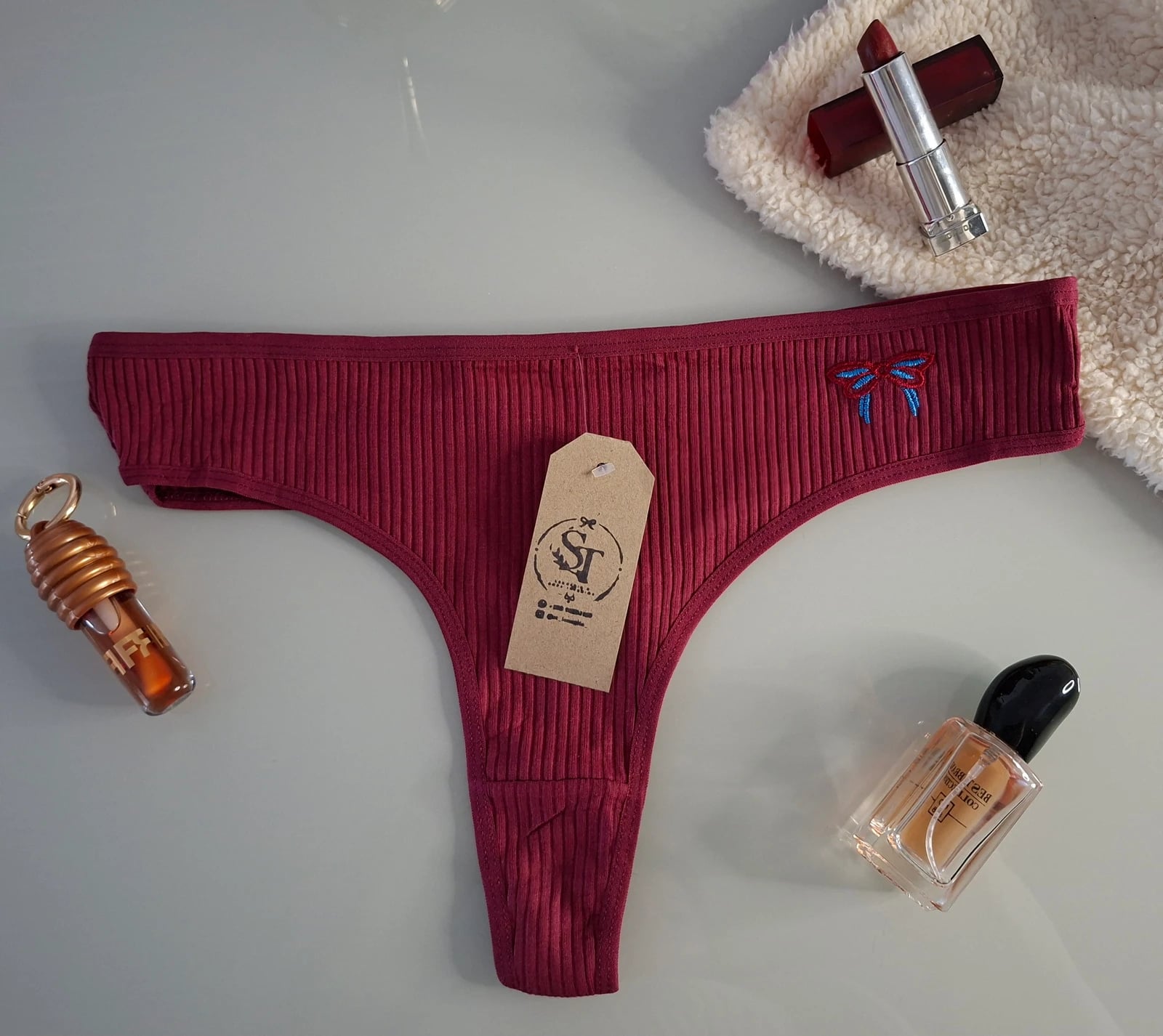 Colaless en algodón plus size - Bordó
