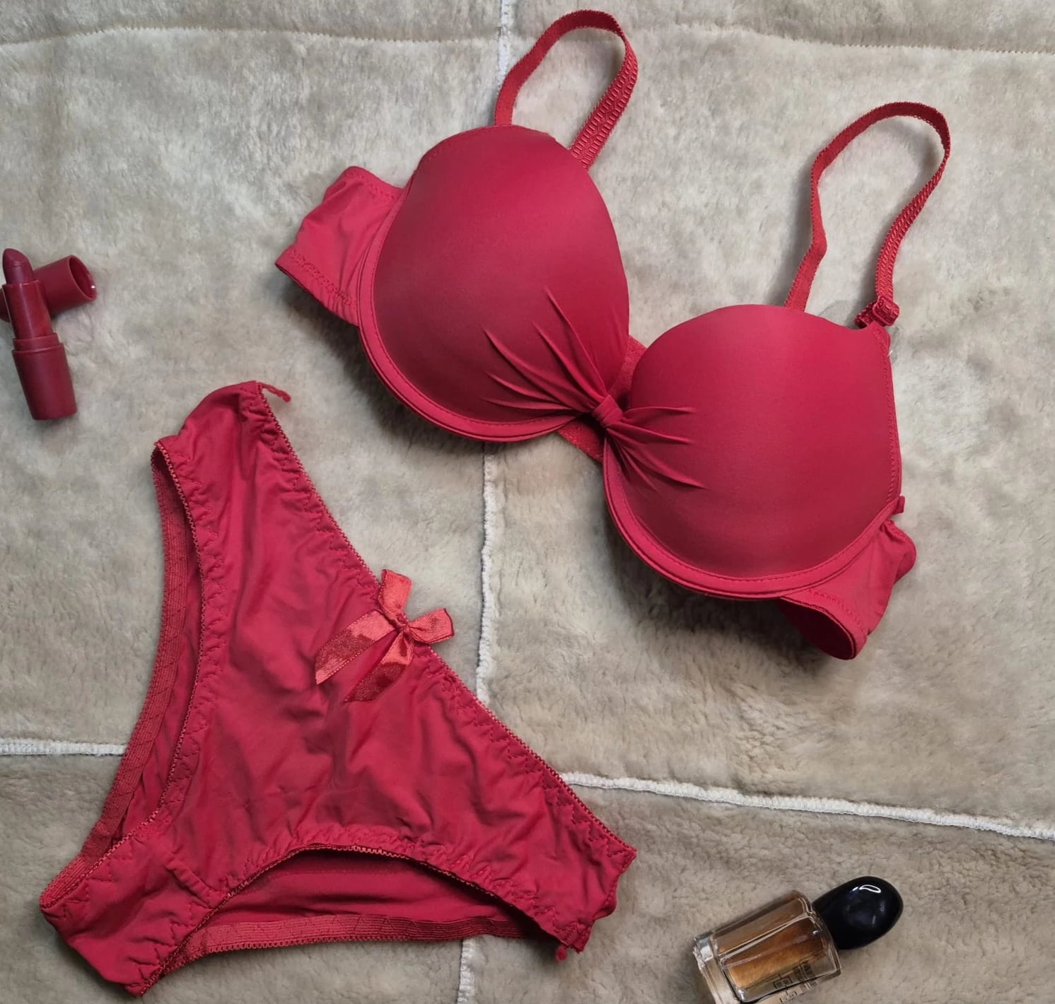 Conjunto de sostén copa B + bikini - Rojo