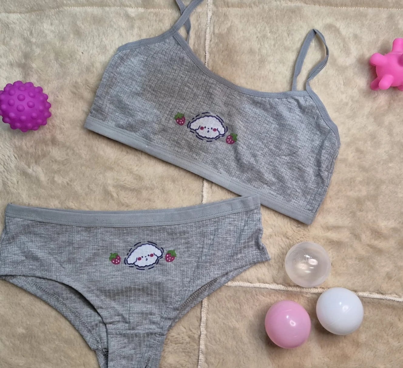 Conjunto infantil top + bombacha - Gris