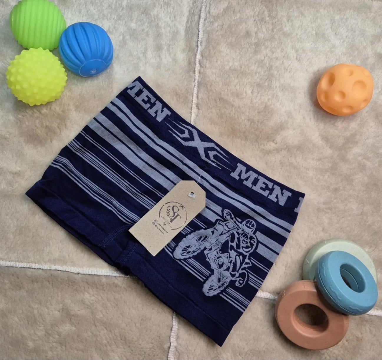 Boxer infantil de microfibra - Azul marino